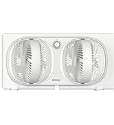 shinic 9" Twin Window Fan with 270° Rotatable Fans, 2-Speeds, Vertical Window Fan with Rigid & Ac...