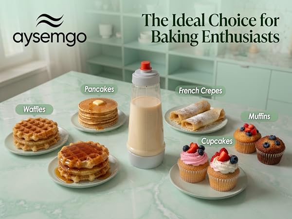 pancake batter dispenser bottle mixer shaker funnel crepe cupcake protein shake baking waffle