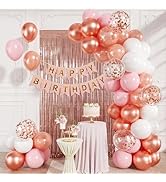 CVPARTYON Rose Gold Balloons 60 Pack 12 Inch Pink White Pearl Metallic Rose Gold Confetti Balloon...