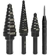 Lichamp Step Drill Bit Set for Metal Sheet Heavy Duty, 4-Piece Genuine M2 HSS Step Up Down Drill ...