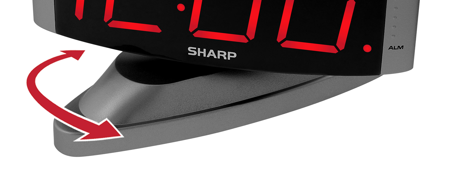Easy Set Alarm & Snooze swivel base easy to see and read