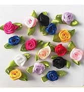 100 Pcs Multicolor Mini Ribbon Rose Flower Ornament, Mixed Color Roses Trim and for Skirt Decor, ...