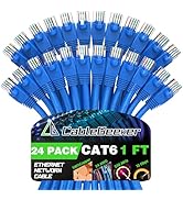 CableGeeker Cat 6 Patch Cables 1 ft (24-Pack) - Cat 6 Ethernet Cable, Snagless RJ45, Cat 5e Cat6 ...