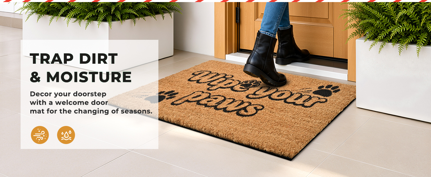 funny muddy coir welcome door mat natural fiber eco-friendly outdoor indoor outside doormat