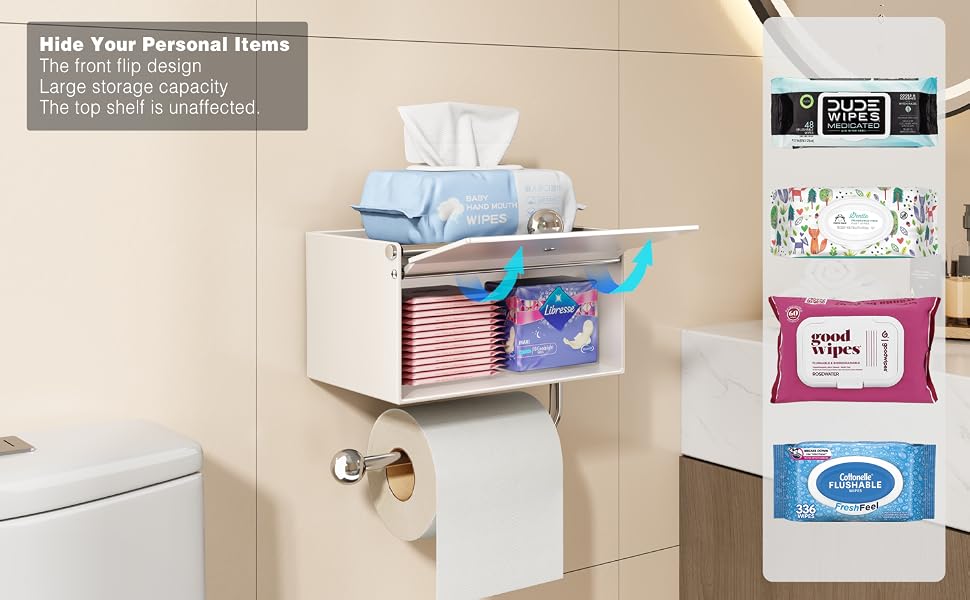 black toilet paper holder with wipes dispenser
