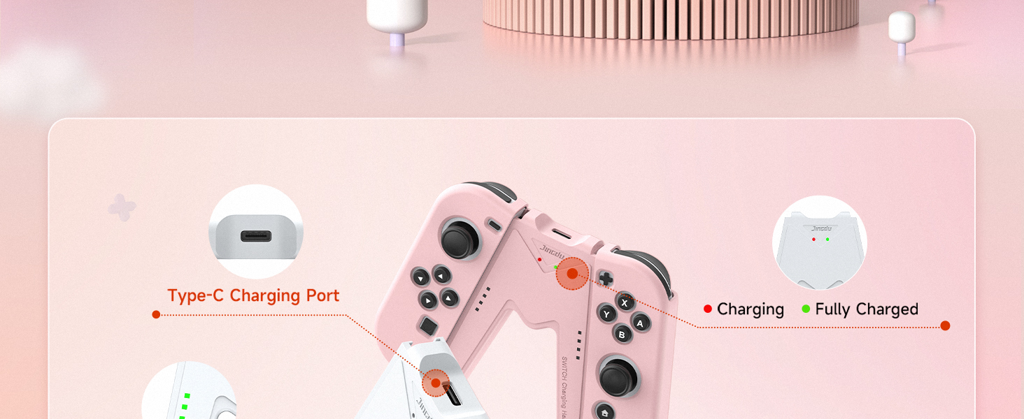 red indicator means charging, green indicator means fully charged.