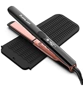 ANNLARY Hair Straightener with Heat-Resistant Silicone Mat Pouch, 1 Inch Professional Titanium Pl...