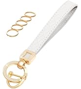 OHKYOOT Microfiber Leather Wristlet Keychain,Wrist Keychain Car Key Chain with 5 Key Ring and Ant...