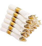 N9R 50 Pack Pre Rolled Gold Plastic Cutlery Set, Wrapped Plastic Silverware Set with 50 Forks, 50...