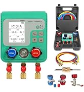 Digital Manifold Gauges, 92 Refrigerant HVAC Gauges, AC Gauge Set with Hoses, R22 R134a R410a Ref...