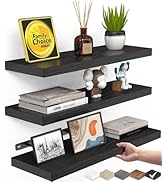 BAYKA Floating Shelves for Wall, Wall Mounted Rustic Wood Shelves for Bathroom, Bedroom, Living R...