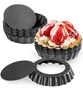 Cyimi 16 Pieces Mini Tart Pans, 4 Inch Quiche Pan, Non-Stick Removable Bottom Tart Pan Mini Pie P...
