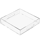 KOTEMON Acrylic Serving Tray with Handles-12x12x2.36Inch-Decorative Tray Letter Tray Organizer fo...