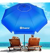 Duerer Beach Umbrellas, 8.5FT Beach Umbrella for Sand with Anchor Heavy Duty Windproof, Height Ad...