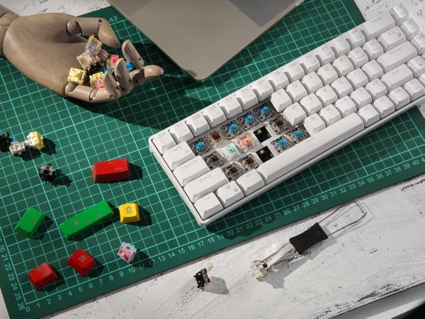 Hot-Swappable 65% Wireless Mechanical Keyboard, 60% 68 Keys Compact Bluetooth Gaming Keyboard