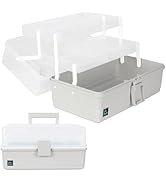 WEWLINE 3-Layers Plastic Portable Storage Box,Household Plastic Craft Supply Box with Handle,Mult...