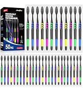 JBEIJIAN 50 PCS Premium Individually Wrapped Bulk Toothbrush Pack, Disposable Toothbrushes, Kids ...