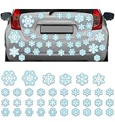 36pcs Winter Snowflake Car Reflective Magnets Decorations Kit, Blue Themed Fridge Refrigerator Ma...