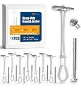 weideer 16PCS 1/4"-20 Heavy Duty Toggle Anchor with Bolts,Drywall Anchor, Zinc-Plated Steel,Adjus...