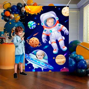 space themed birthday party backdrop