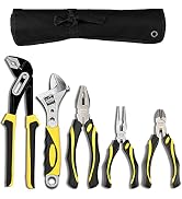 DOWELL Pliers Set 5-Pieces 10-Inch Groove Joint Pliers 8-Inch Adjustable Wrench Combination Plier...