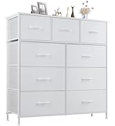 DUMOS Dresser for Bedroom, Storage Organizer with 9 Drawers, Chest of Drawers with Fabric Bins, S...