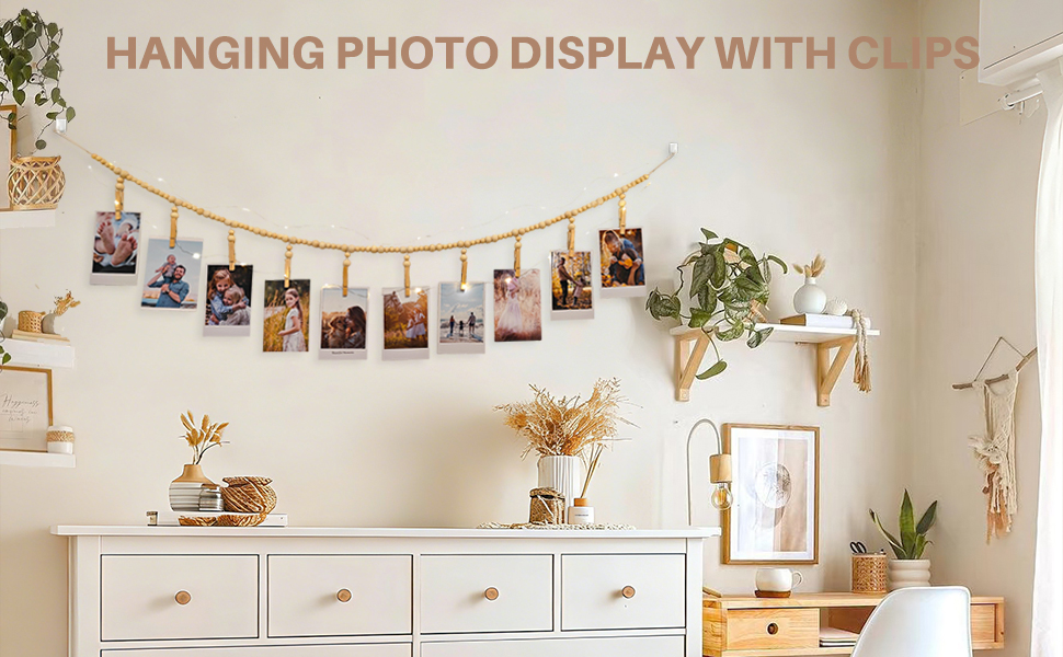 hanging photo display with clips