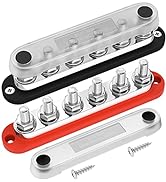 DaierTek 300A Bus Bar 12V Marine 12V Power Distribution Block with Cover 6 x 3/8" (M10) Terminal ...