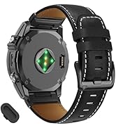 VELEYOK 26mm Genuine Leather Watch Band Compatible With Garmin Fenix 8 51mm/7X pro/7X/6X Pro/6X/5...