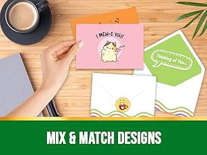 Mix and match the pack of thinking of you cards with stickers seals.