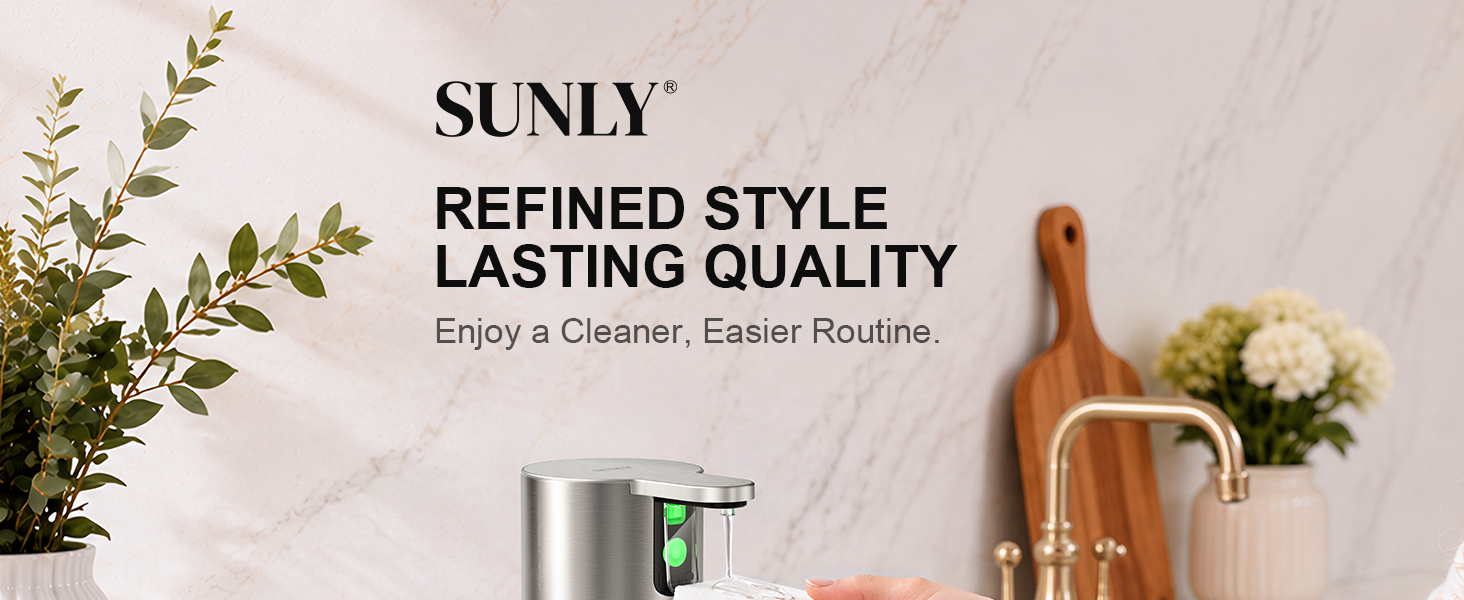 A stainless steel soap dispenser with 2-mode control.