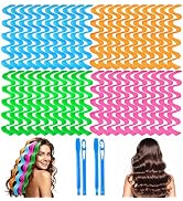 42 Pieces Heatless Waves Hair Curler, No Heat Damage Wavy Hair Curlers with 2 Sets of Styling Hoo...