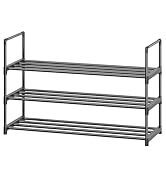 Simple Trending Shoe Rack, 3-Tier Shoe Organizer, Metal Storage Shelf, for 16-20 Pairs, Stackable...