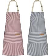 NLUS 2 Pack Kitchen Cooking Aprons, Adjustable Bib Soft Chef Apron with 2 Pockets for Men Women (...