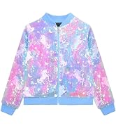 OlyPegic Girls Sequin Jackets Kids Bomber Jacket with Pockets Sparkle Outwear Glitter Zipper Coat...