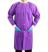 JMU Disposable Lab Coats for Adult, SMS Medical Lab Jacket Knee Length with Knit Cuff & Collar, 3...