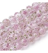 PH PandaHall 45pcs 9~12mm Gold Sand Lampwork Beads Glass Handmade Round Loose Beads for Rosary Ma...