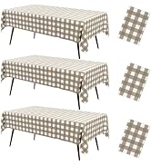misaya 3 Packs Buffalo Disposable Table Cloth, 54 x 108 Inch Waterproof Plastic Tablecloth, Recta...