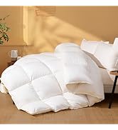 DOWNSTORIA Feather Down Fiber Comforter Oversized King Size, Ultra Soft Fabric Duvet Insert, Luxu...