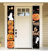 BlissYard Halloween Porch Banner 12x71 Inch Trick or Treat Door Sign Jack O Lantern Pumpkin Outdo...