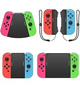 Game Handle Connector for Nintendo Switch Joy-Con, 5-in-1 Gamepad Handle with Wrist Strap for NS ...