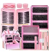 Lash Clusters Kit Eyelash Clusters Kit 3D Effect Cluster Eyelash Extensions Large Pack Cat Eye La...