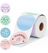 Omezizy 400PCS 4 Color Circle Thermal Labels, Self-Adhesive Waterproof Direct Thermal Stickers fo...