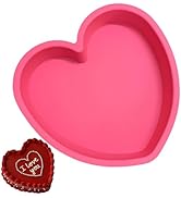 MarStore Heart Shaped Cake Pans 8 Inch – 1 PCS Nonstick Silicone Heart Cake Pan for Baking, Oven ...