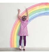 56"x64" Extra Large Rainbow Wall Stickers Precut Vibrant Half Watercolor Rainbow Wall Decals Eco-...