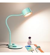 Desk Lamp, Fully Dimmable Bedside Reading Lamp with USB C + A Charging Ports, 5 Colors, Simple to...