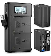 NP-F970 Battery and Charger-2x8800mAh Dual USB NPF Battery with LCD Screen for Camcorder/Light/Ca...
