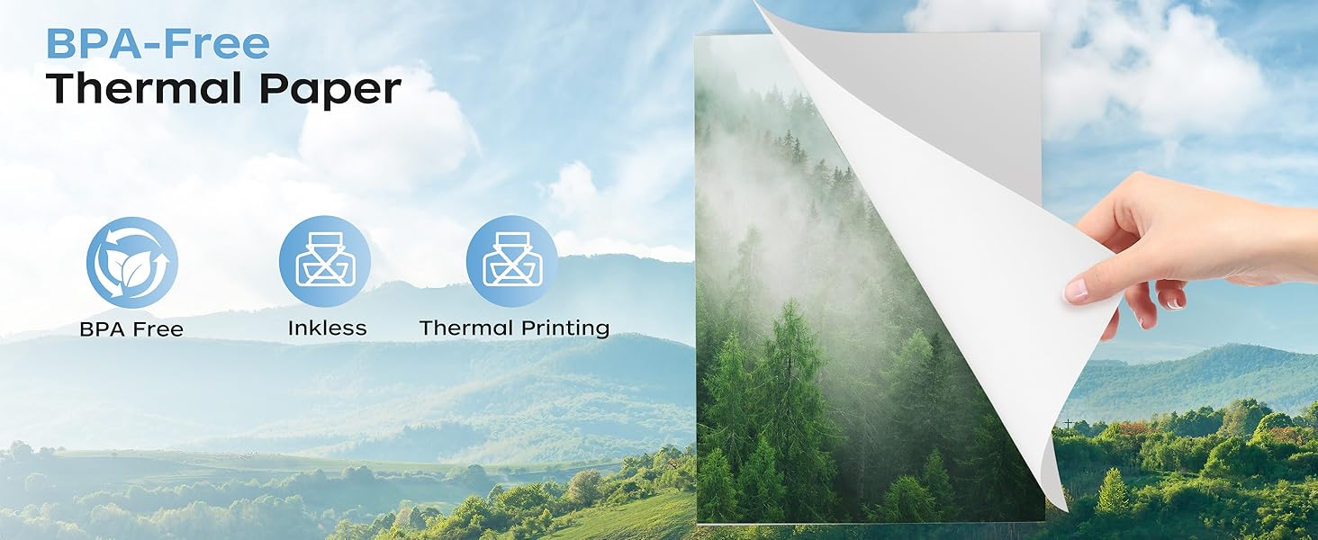 200 Sheets, Thermal Printer Paper 8.5 x 11 Inch, Folded US Letter Size, Thermal Portable Printer