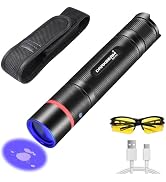 DARKBEAM UV Flashlight 365nm Light Black Lights Powerful Mini Woods Lamp USB Rechargeable Portabl...