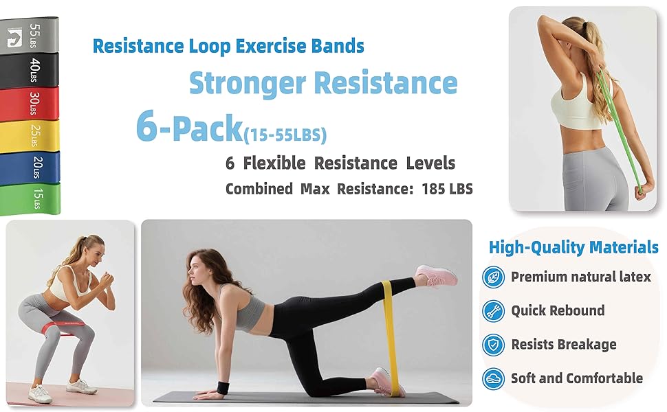 2.Dawn Stride 6 Stretch Styles Resistance Bands Set - Multiple Resistance Levels for Full